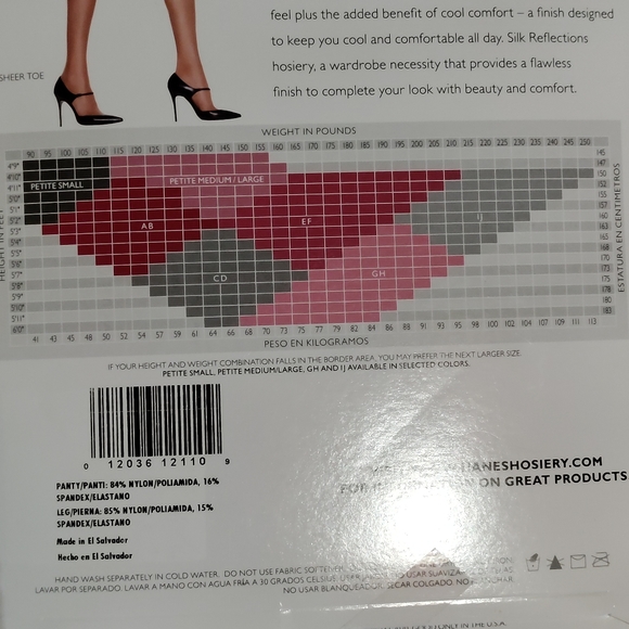 Hanes BARELY BLACK Silk Reflections Silky Sheer Pantyhose NWT Size EF Unopened - Picture 2 of 4